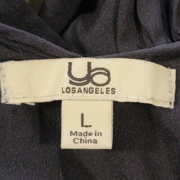 Navy Blue Ruffled Romper Mini Dress L - Picture 10 of 11